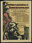 700088 Affiche van een tennistoernooi tussen de studentenverenigingen van Utrecht, Amsterdam, Delft, Groningen en ...
